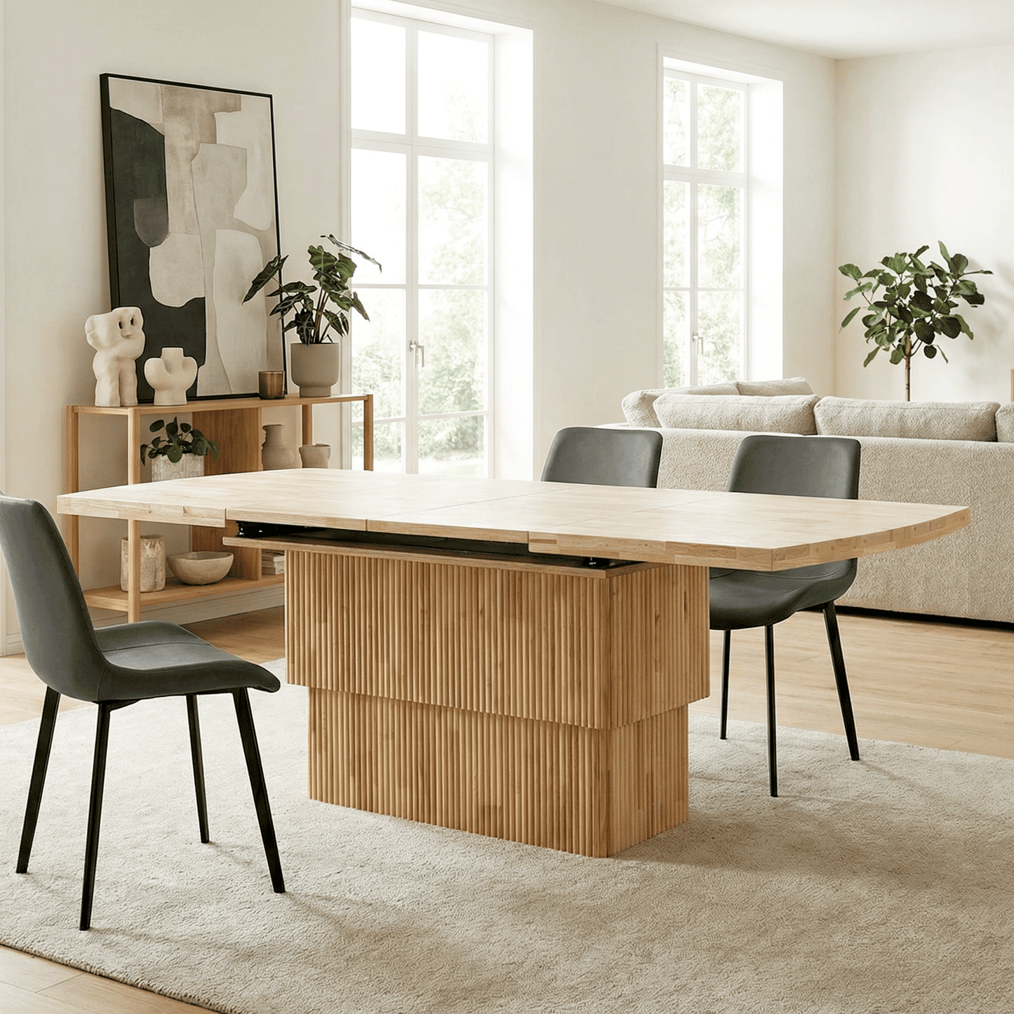 🪵 Mesa de Centro Elevable y Extensible Michelle Eléctrica – Convertible en Mesa de Comedor 120-160-200 cm Color Nordish