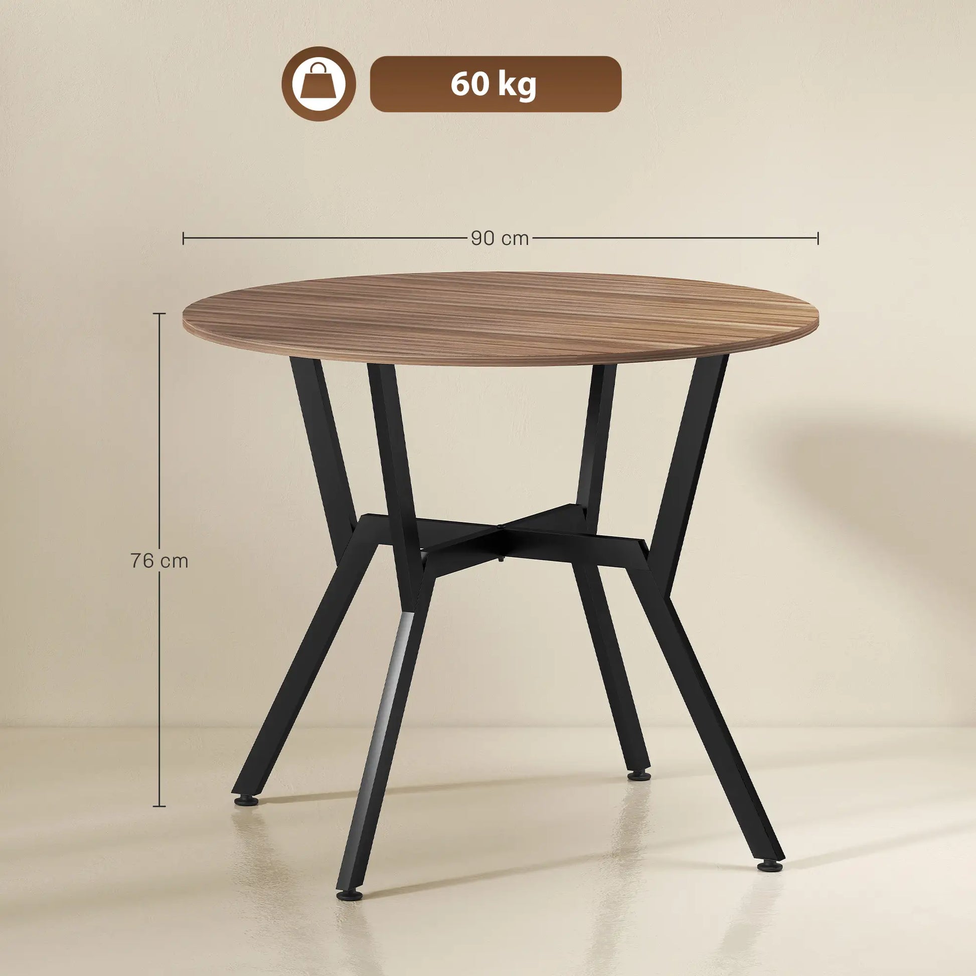 MESA DE COMEDOR REDONDA ESTILO INDUSTRIAL Ø90 CM image 6