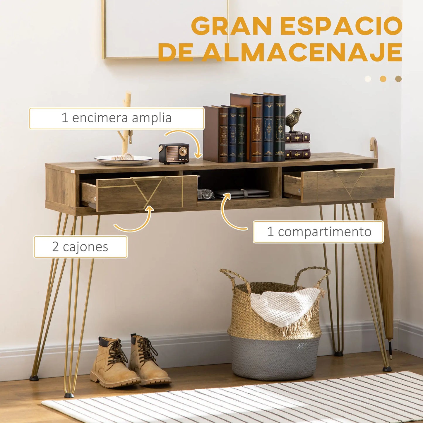CONSOLA DE ENTRADA “BRONZE GEOMETRIC 2 DRAWERS” image 6
