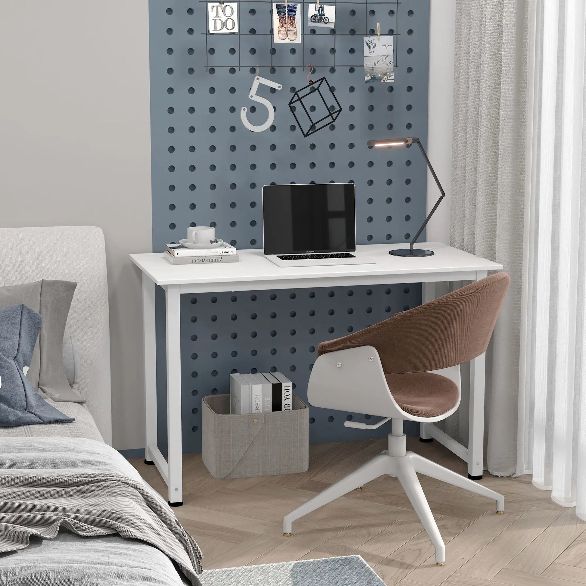 MESA DE ESCRITORIO MODERNA NORDIC STEEL 120x60 CM BLANCO image 5