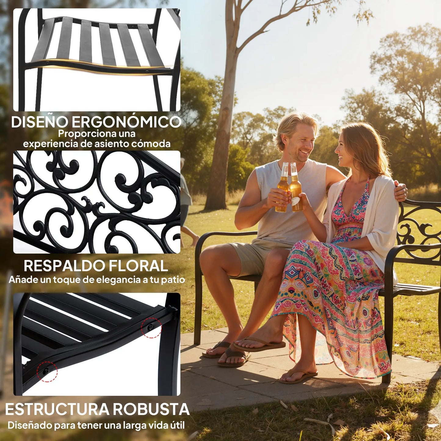 🌿 Banco de Jardín CLASSIC STEEL 2 Plazas