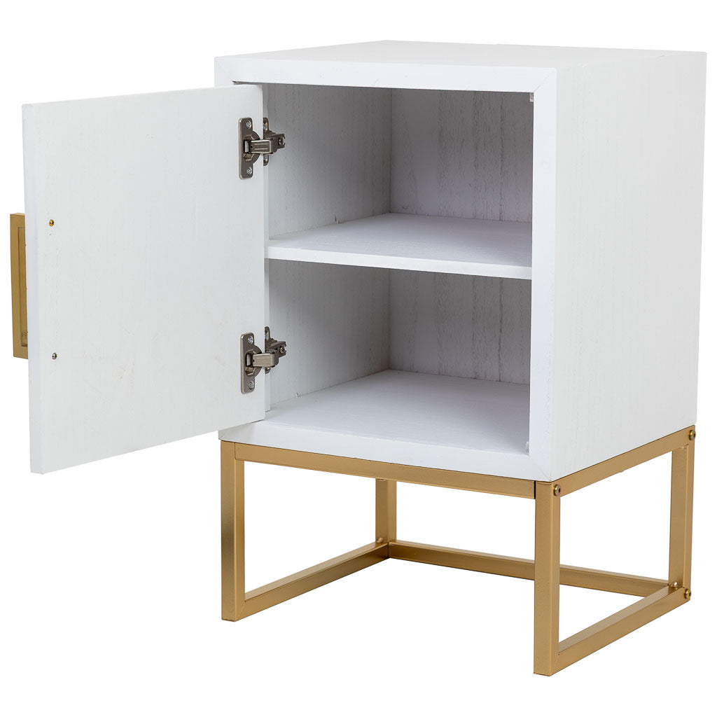 MESITA DE NOCHE MARTA BLANCA DE MADERA Y METAL CON 1 PUERTA image 1