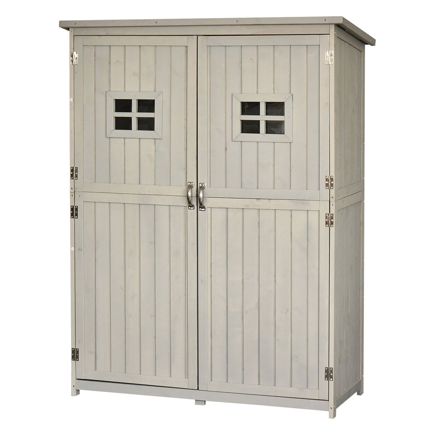 ARMARIO DE MADERA PARA EXTERIOR GRIS 127,5×50×164 CM image 3