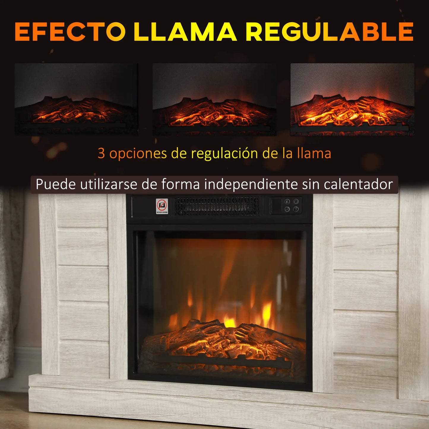 CHIMENEA ELÉCTRICA WOODWARM 3D 1800W 96,5 CM MADERA CLARA image 7