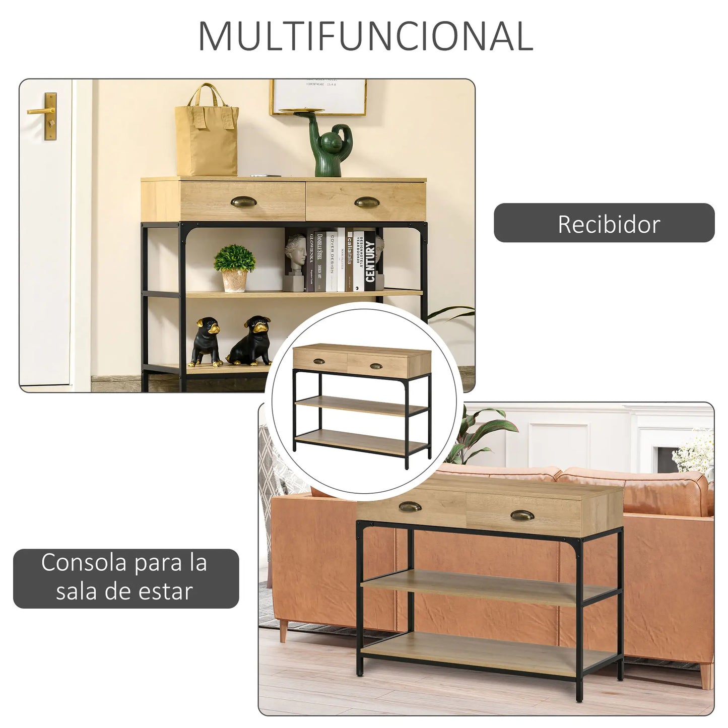 MESA RECIBIDOR ROBLE ACERO “URBAN DUO STORAGE” image 3