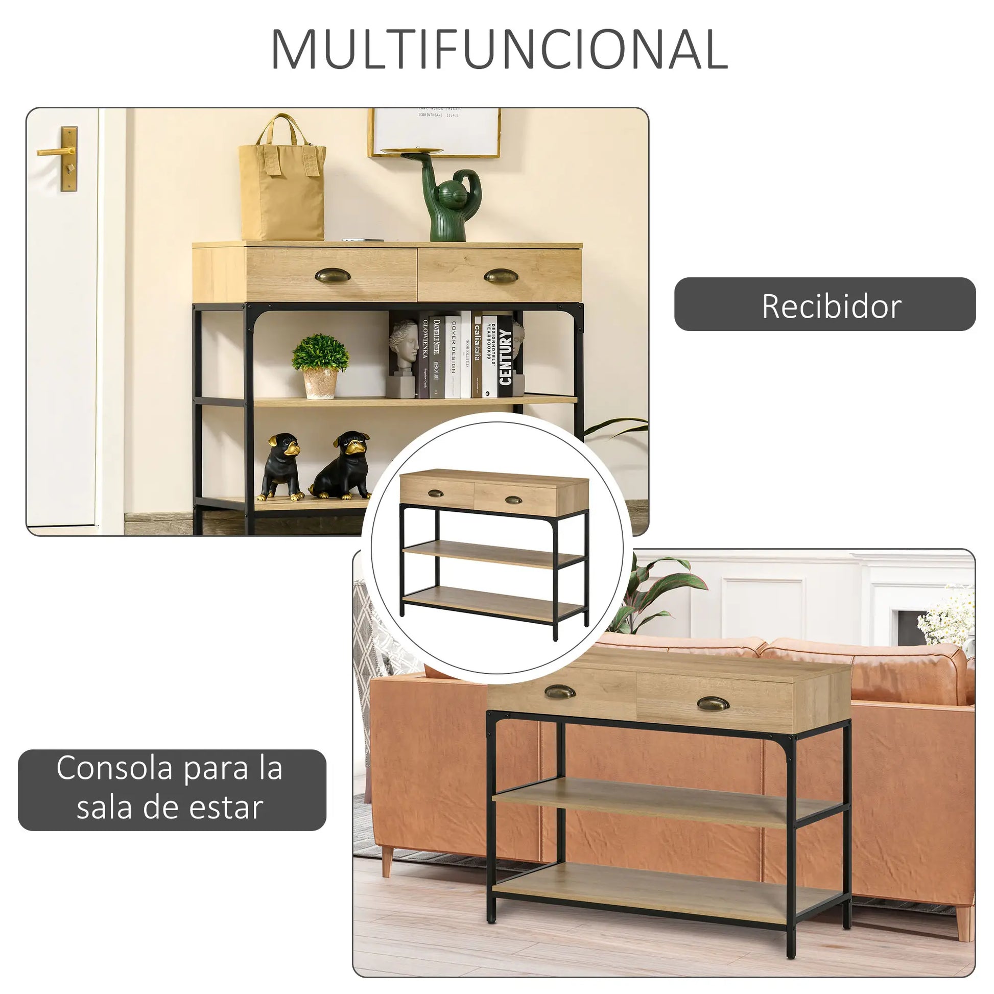 MESA RECIBIDOR ROBLE ACERO “URBAN DUO STORAGE” image 3