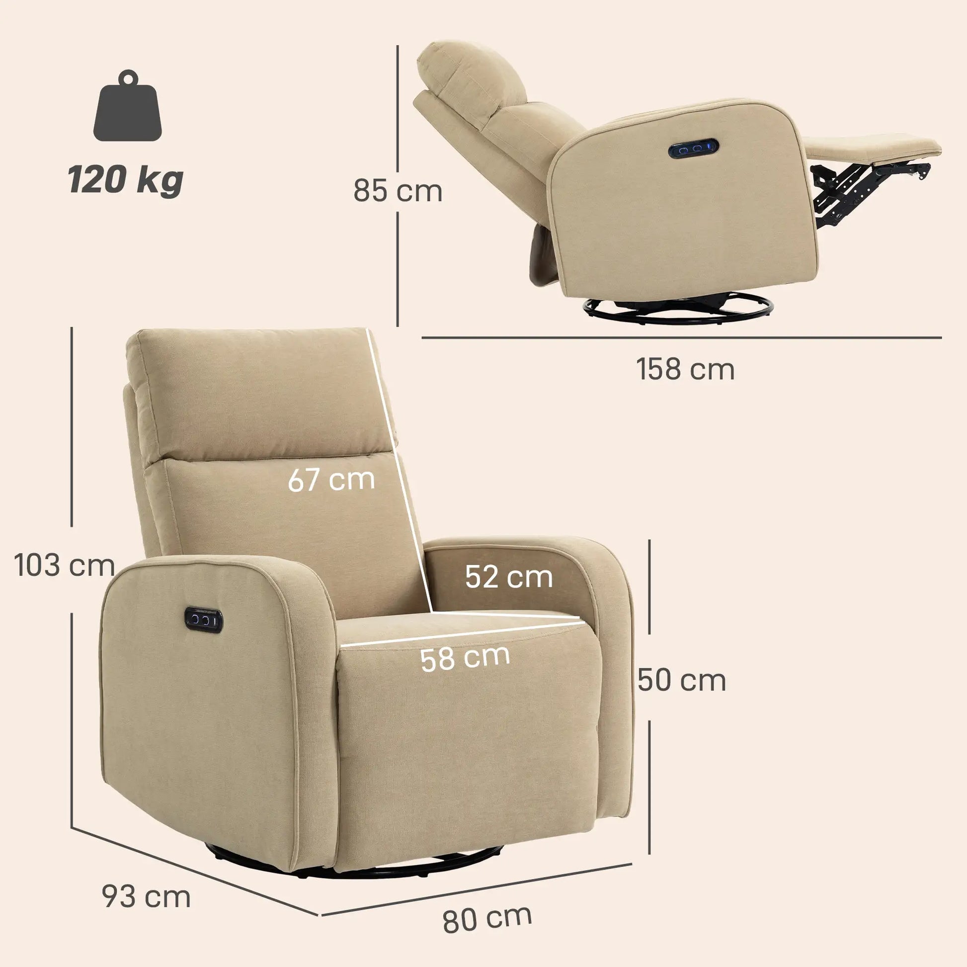 SILLÓN RELAX ELÉCTRICO LUMERA COMFORT DUO GIRATORIO Y BALANCÍN CON DOBLE MOTOR image 1