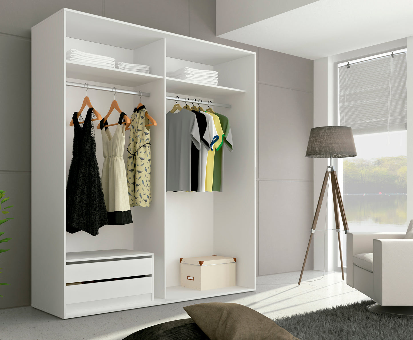 ARMARIO 2 PUERTAS CORREDERAS CABRA BLANCO / GRAFITO image 1