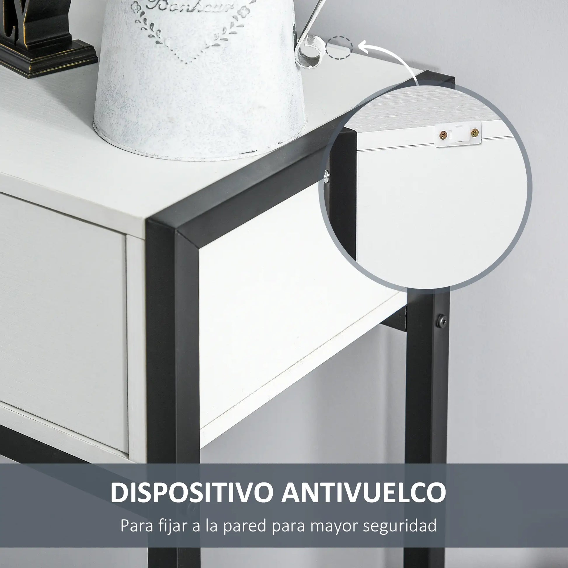 CONSOLA MODERNA BLANCO & NEGRO “MINIMAL CROSS DOUBLE DRAWER” image 7
