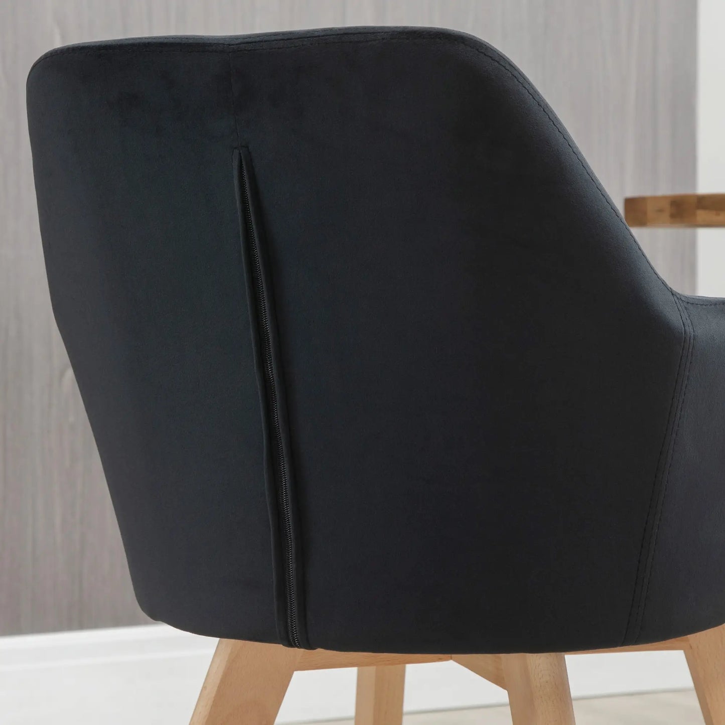 JUEGO DE 2 SILLAS DE COMEDOR MODERNAS TAPIZADAS EN TERCIOPELO – COLOR NEGRO image 4