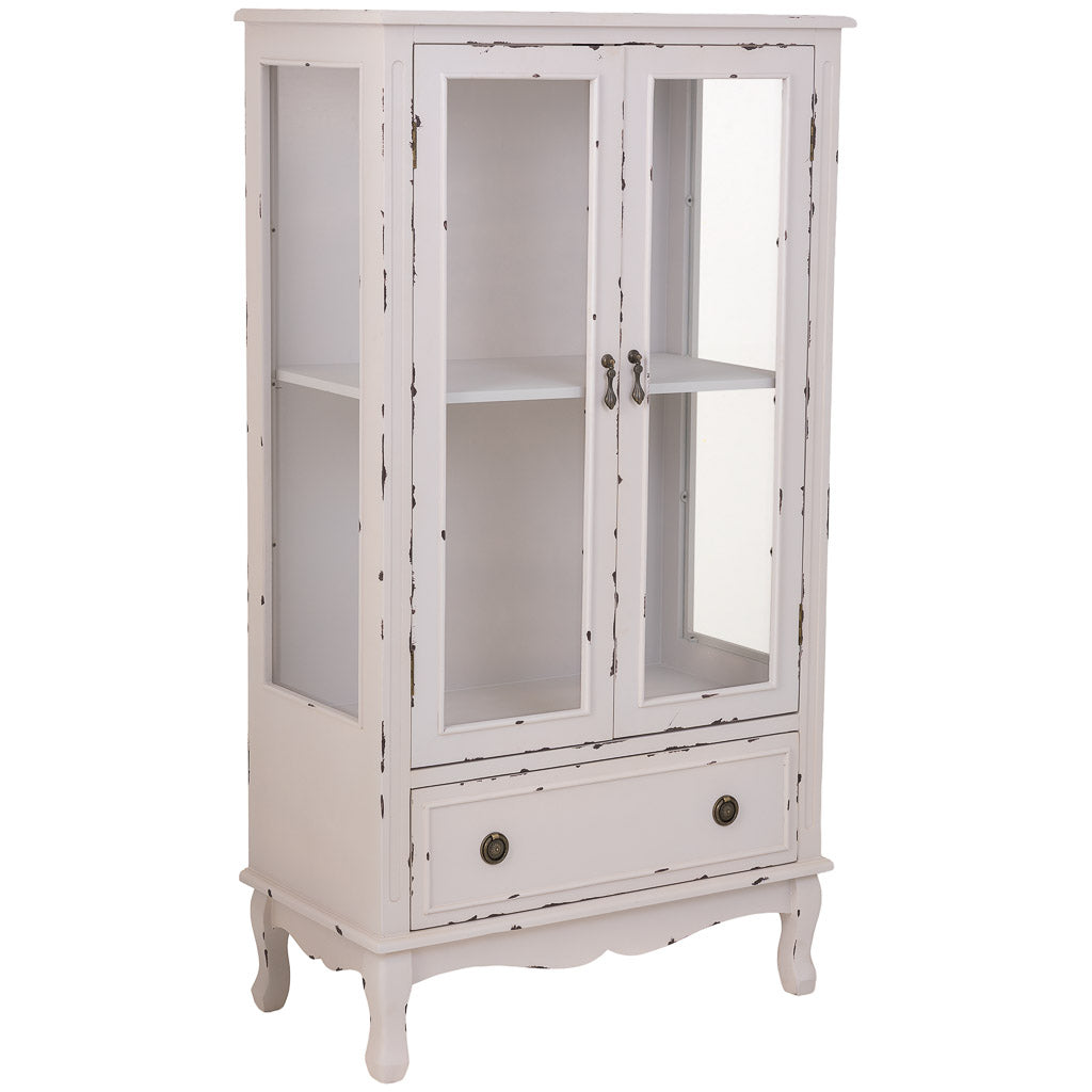 VITRINA AMANDA BLANCO ENVEJECIDO 1 CAJÓN + 2 PUERTAS image 0