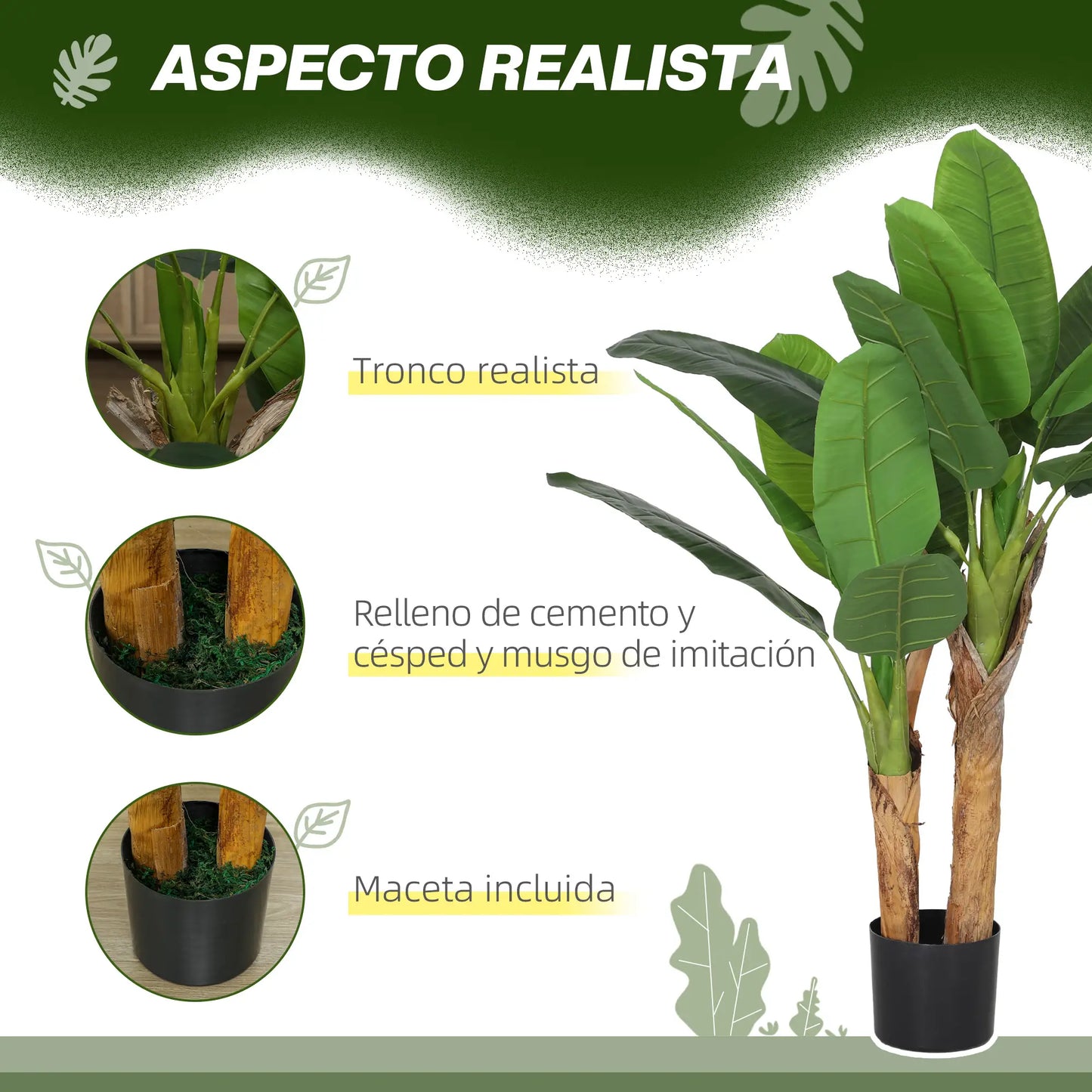 🌿 PLANTA ARTIFICIAL BANANERA 120 CM – REALISMO TROPICAL PARA TU HOGAR
