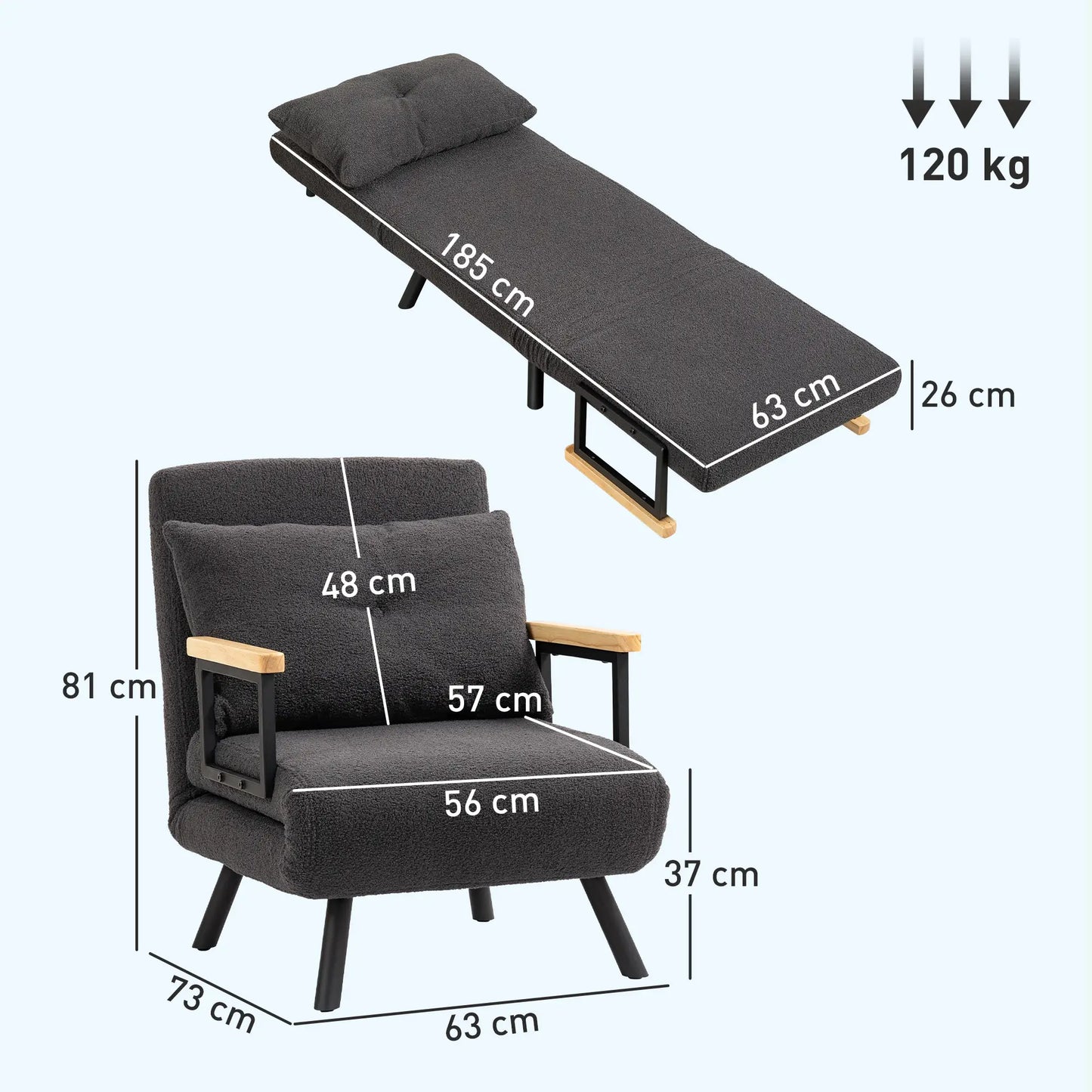 SOFÁ CAMA INDIVIDUAL KANSAS 4 EN 1 – SOFÁ CAMA CONVERTIBLE GRIS image 6