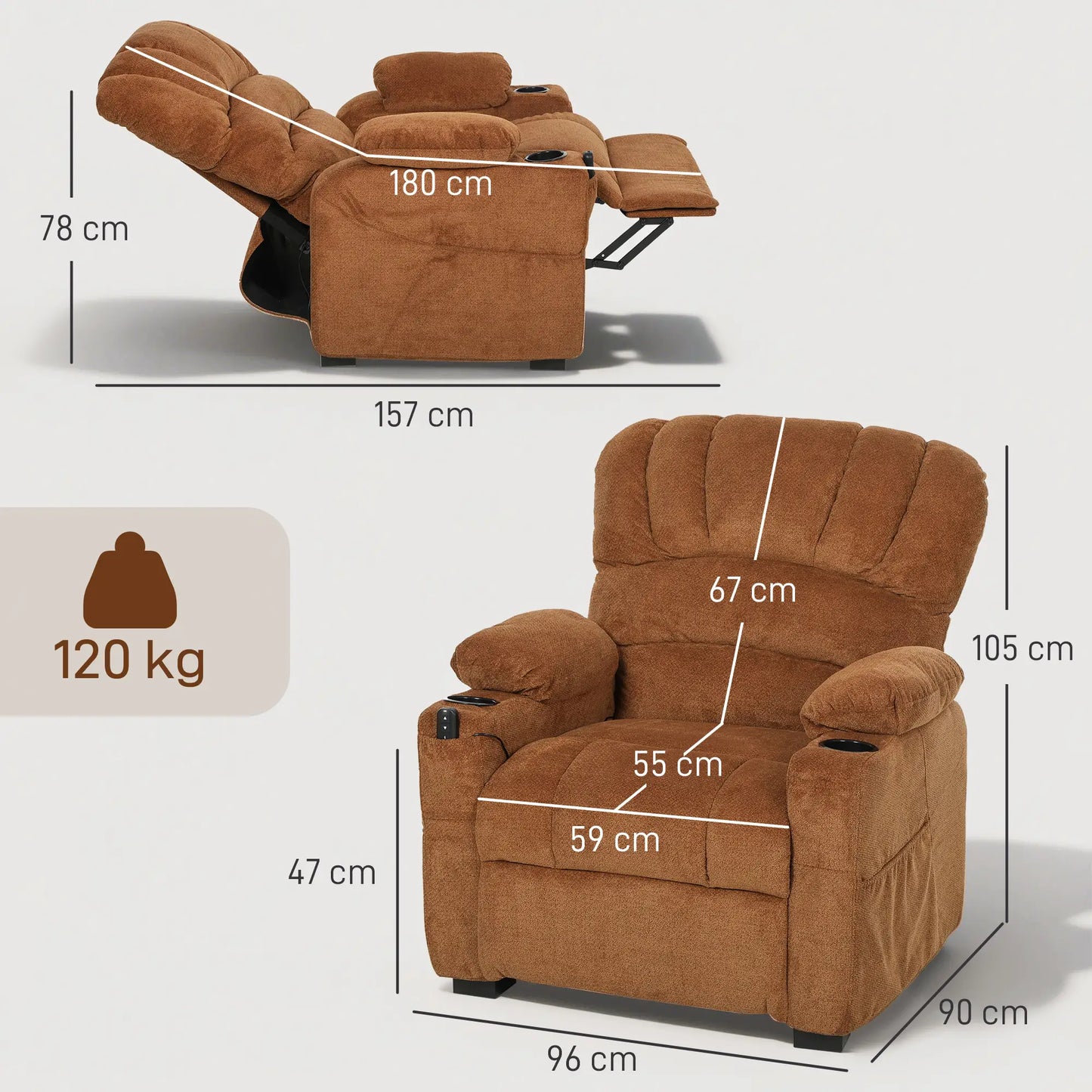 SILLÓN RELAX RECLINABLE ELÉCTRICO LUMERA CONFORT · MOTOR SILENCIOSO ·USB image 2