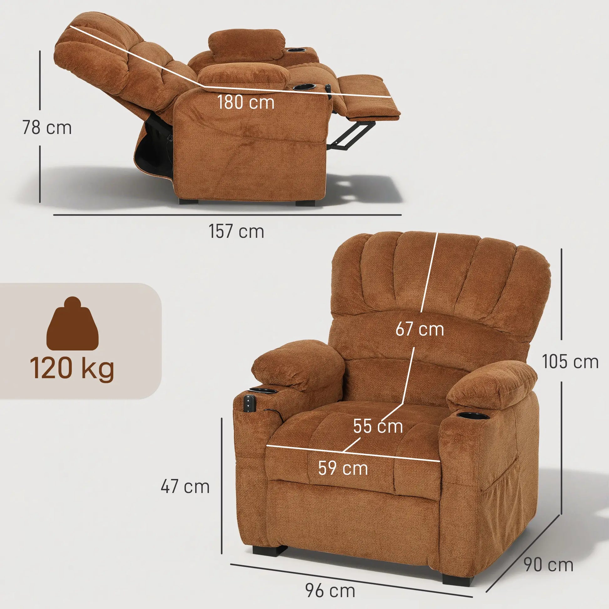 SILLÓN RELAX RECLINABLE ELÉCTRICO LUMERA CONFORT · MOTOR SILENCIOSO ·USB image 2