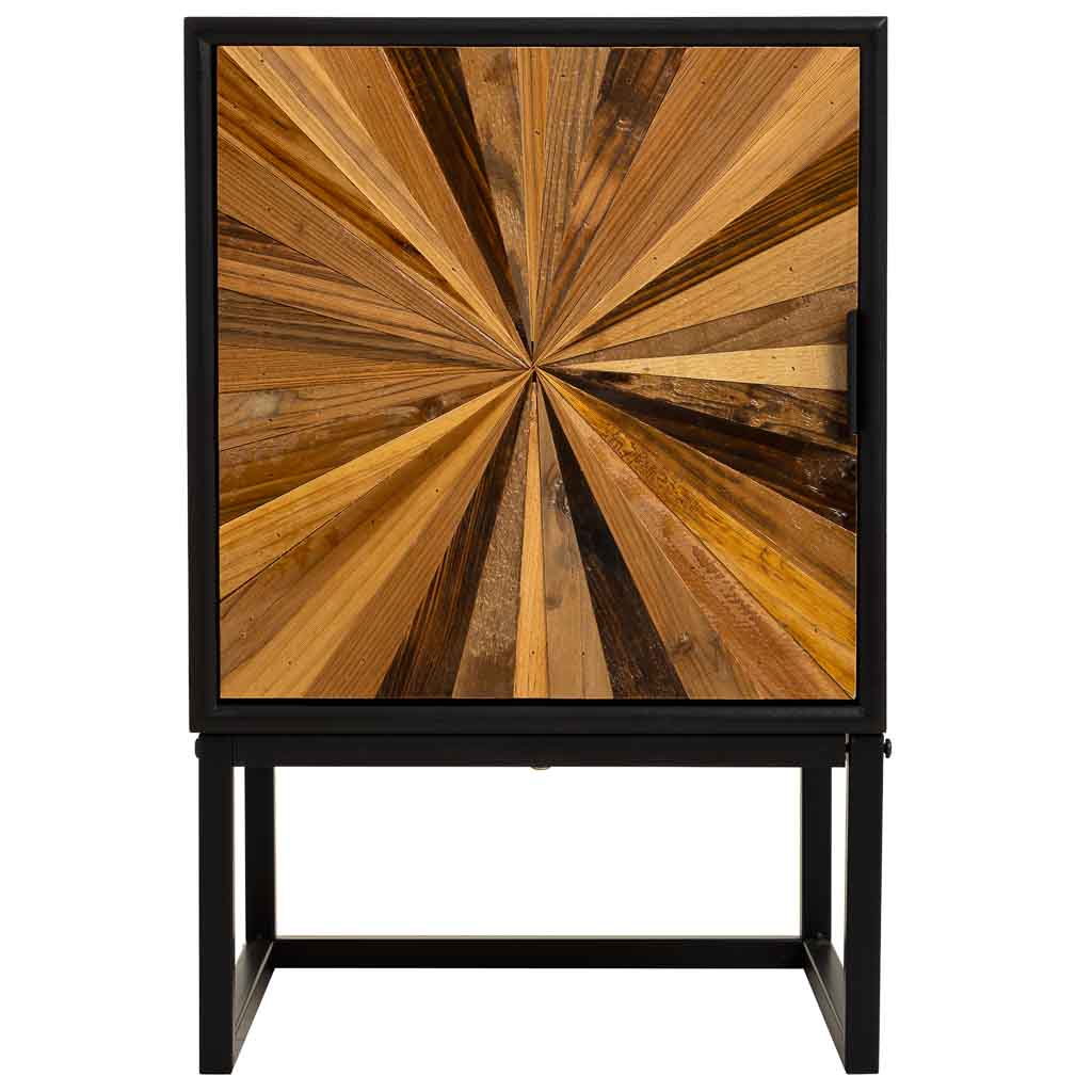 MESITA DE NOCHE TAKI DE MADERA RECUPERADA NEGRA 1 PUERTA image 2