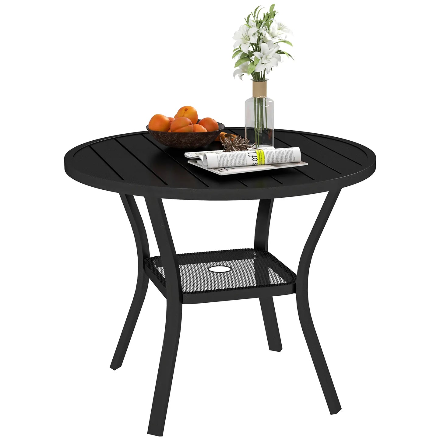 MESA DE COMEDOR EXTERIOR REDONDA BLACK SHADE Ø90 CM – CON ORIFICIO PARA SOMBRILL image 1