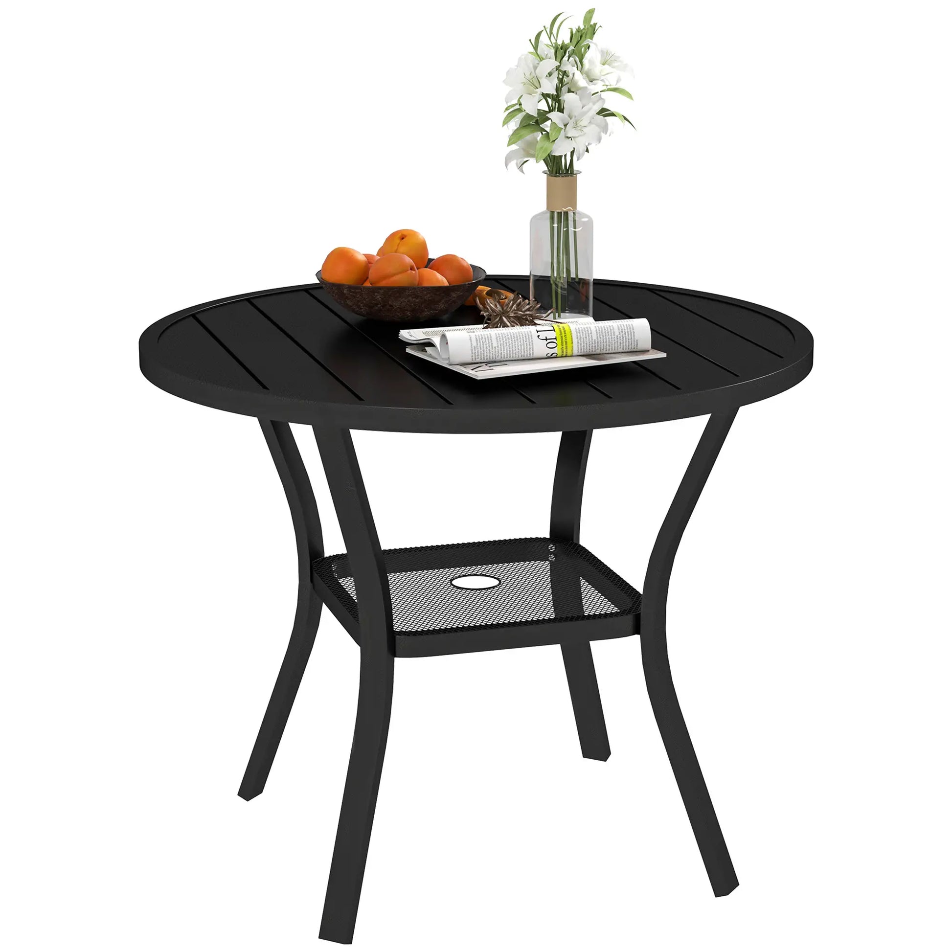 MESA DE COMEDOR EXTERIOR REDONDA BLACK SHADE Ø90 CM – CON ORIFICIO PARA SOMBRILL image 1