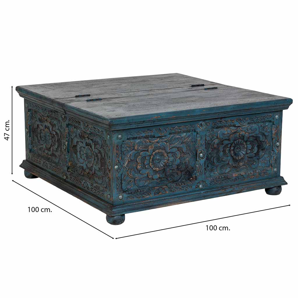 MESA DE CENTRO DALIAN ARTESANAL AZUL ENVEJECIDO image 2