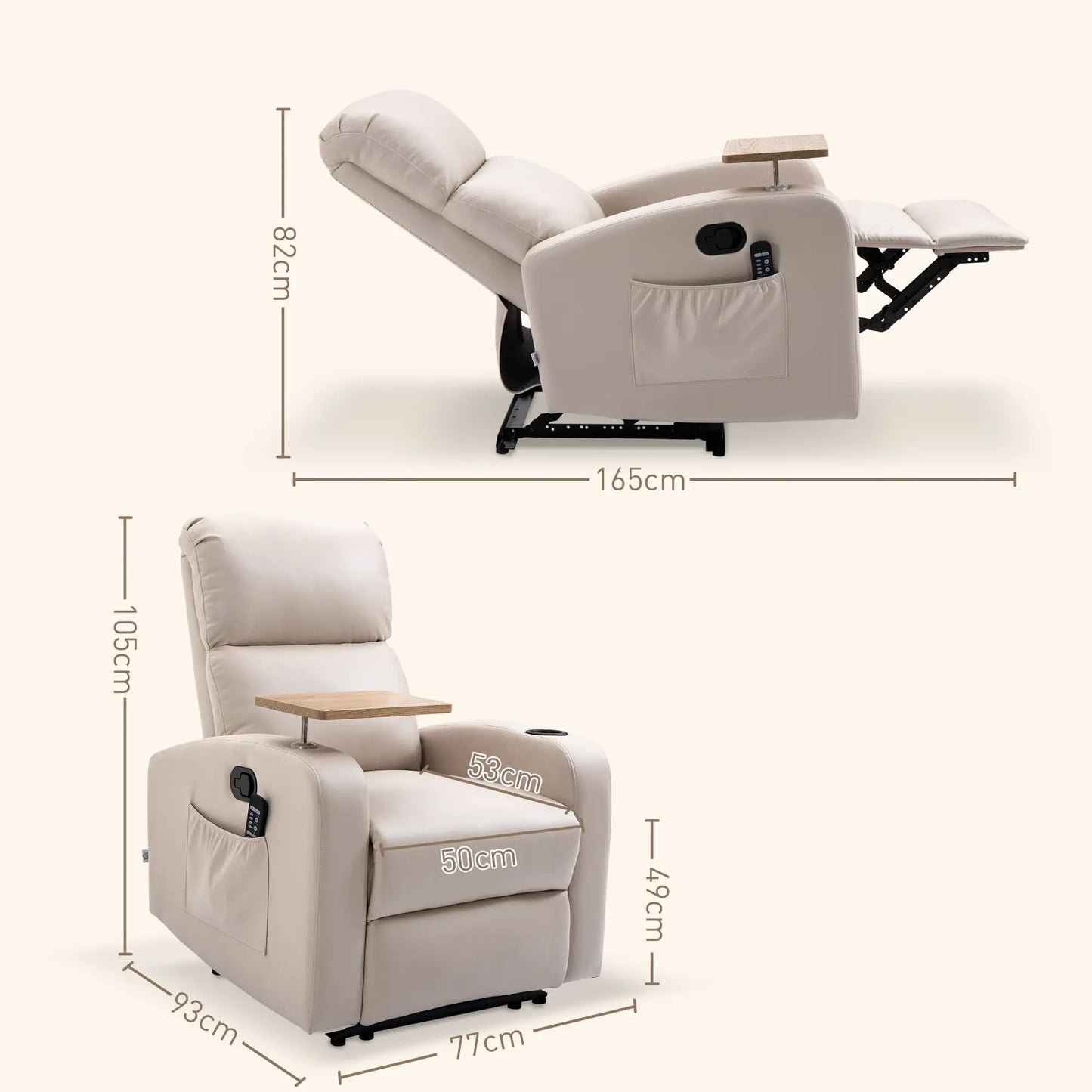 💆‍♂️ Sillón de Masaje MODELO RELAXZEN – Reclinación 145° con Bandeja Giratoria image 9