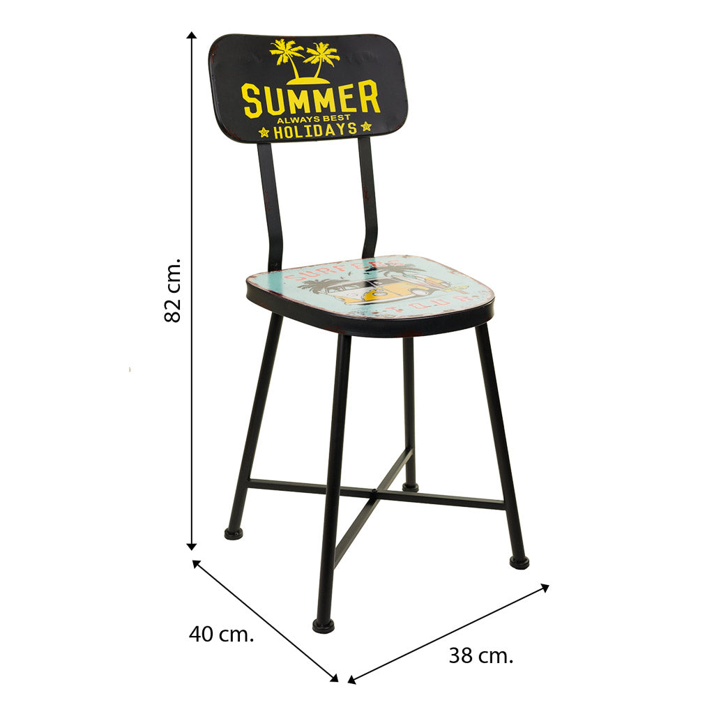 SILLA INDUSTRIAL DE METAL AZUL VINTAGE image 1