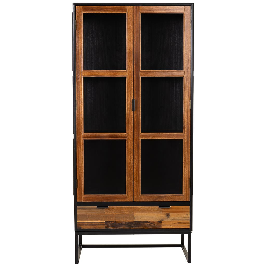 VITRINA TAKI DE MADERA RECUPERADA NEGRA CON COSTADO DE VITRINA image 4