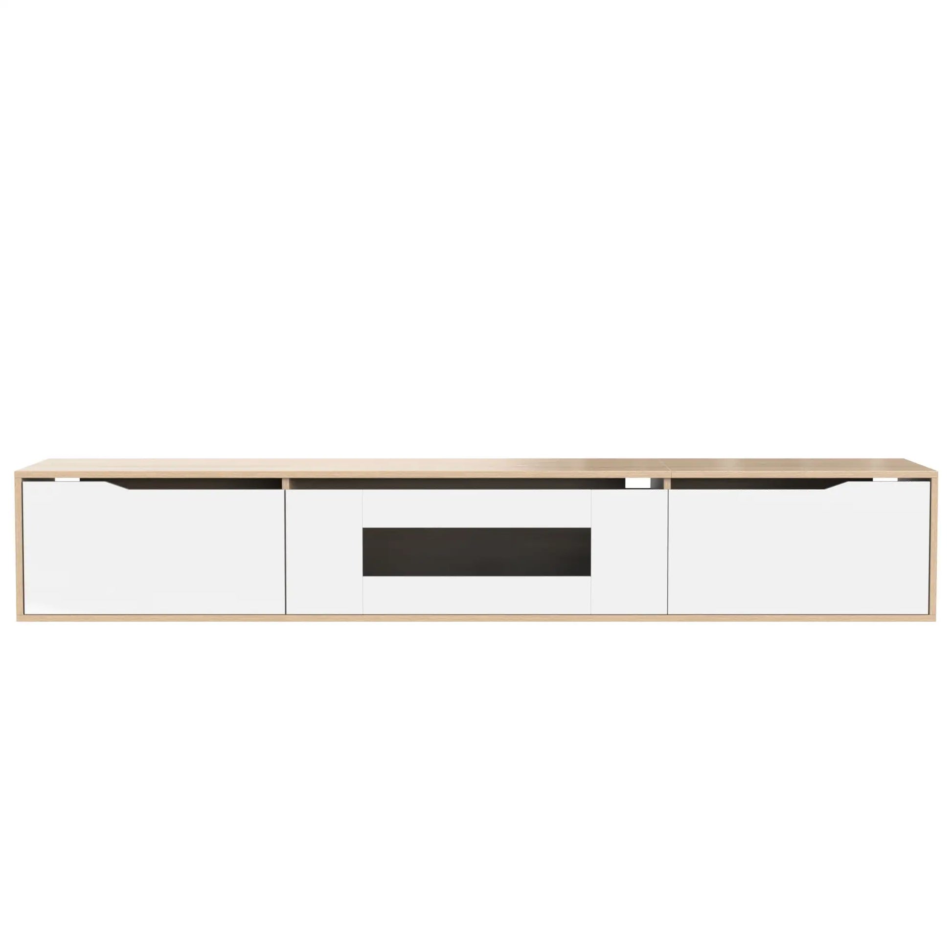 MUEBLE TV MODERNO BLANCO BRILLO & MADERA 180 CM image 8