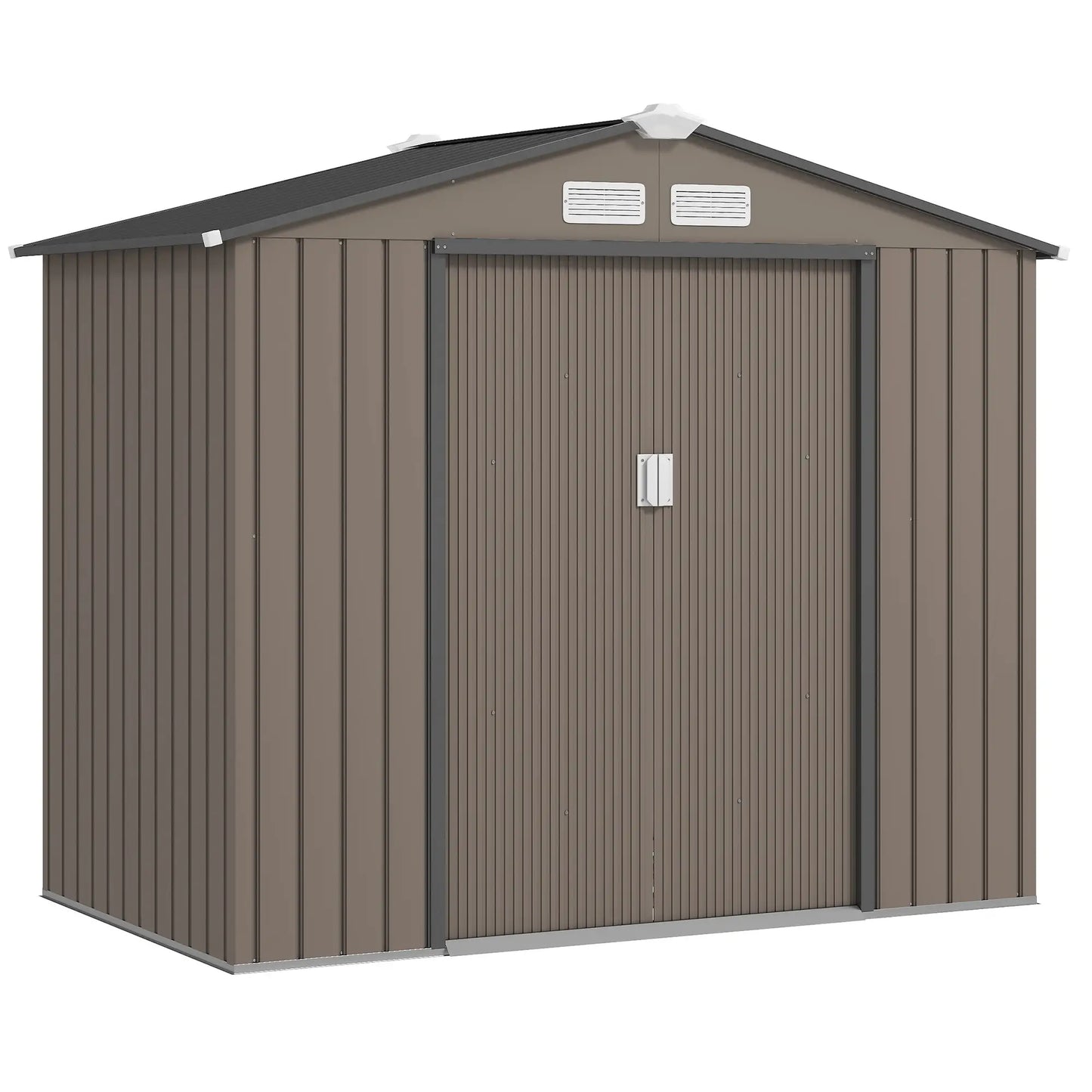 CASETA DE JARDÍN EXTERIOR DE ACERO 213×130×185 CM MARRÓN image 6