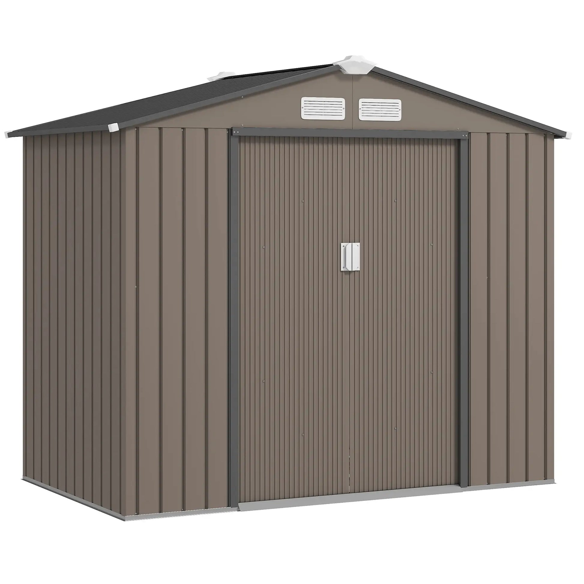 CASETA DE JARDÍN EXTERIOR DE ACERO 213×130×185 CM MARRÓN image 6