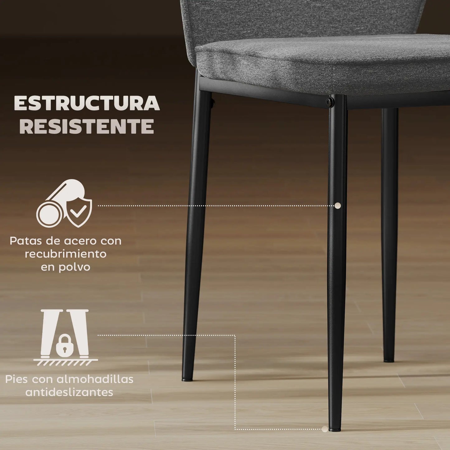 CONJUNTO DE 2 SILLAS DE COMEDOR TAPIZADAS EN TERCIOPELO image 7