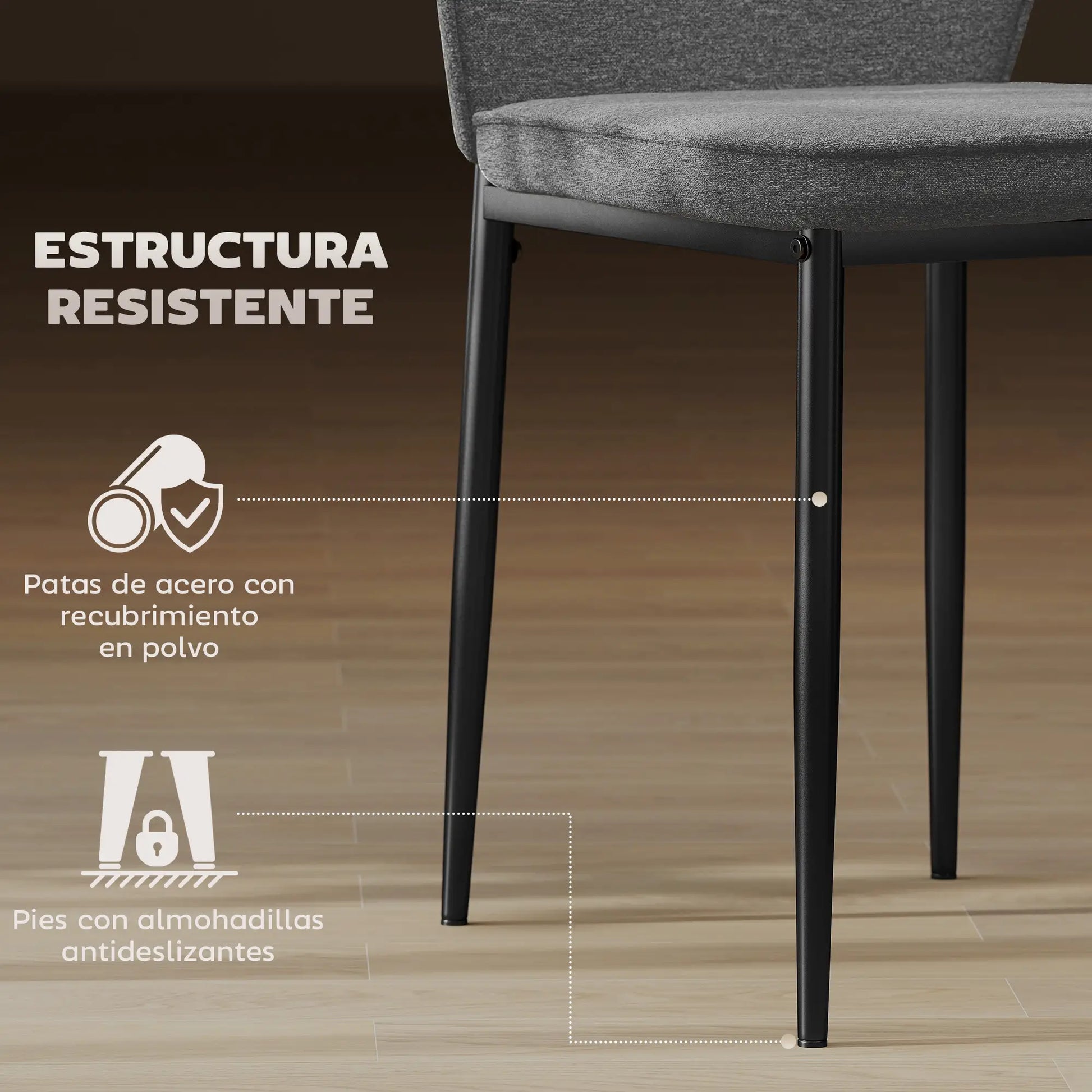 CONJUNTO DE 2 SILLAS DE COMEDOR TAPIZADAS EN TERCIOPELO image 7