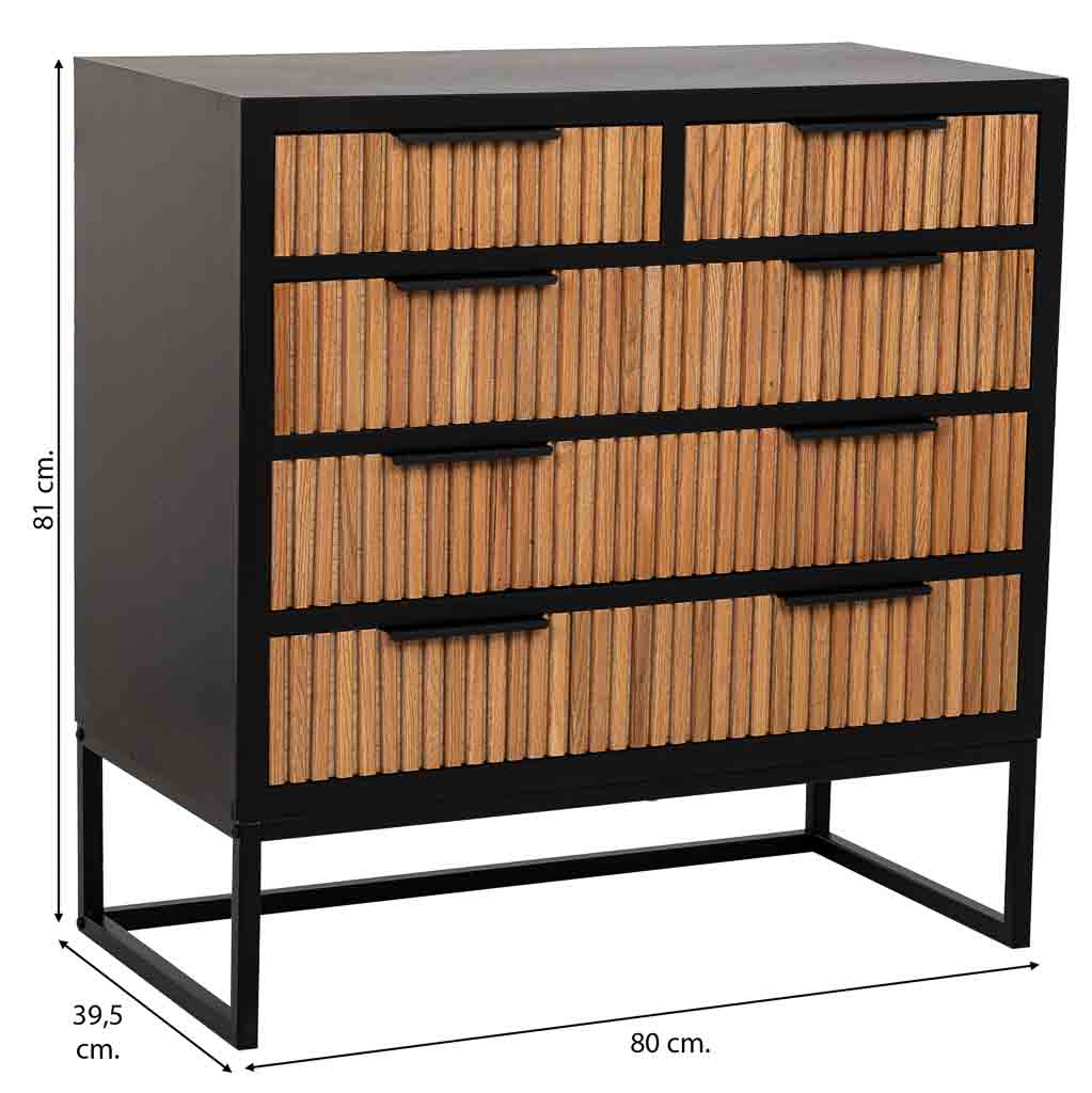 CÓMODA SAORI DE 5 CAJONES DE MADERA Y METAL NEGRO image 2