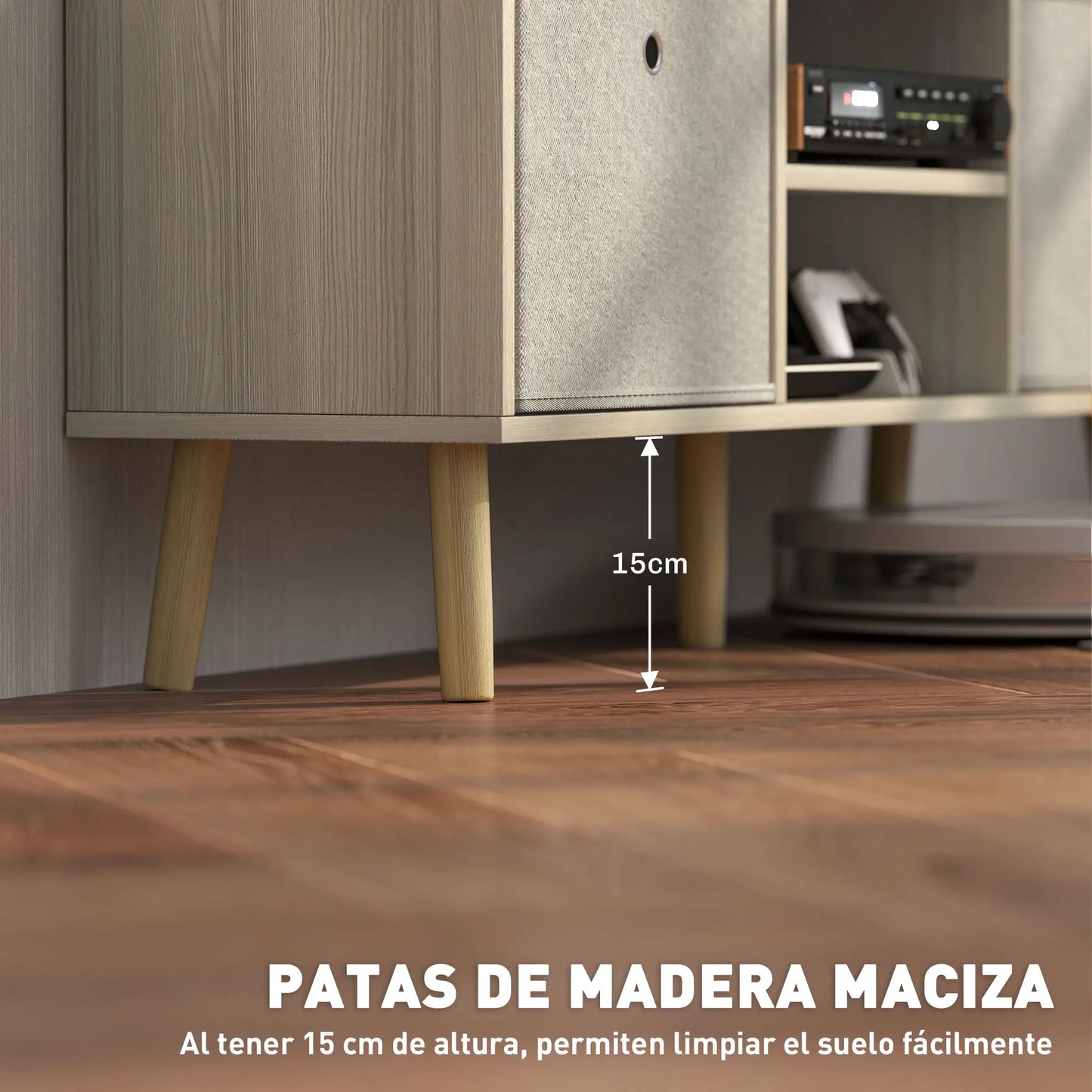 MUEBLE TV 110 CM MADERA CLARA & BEIGE image 3