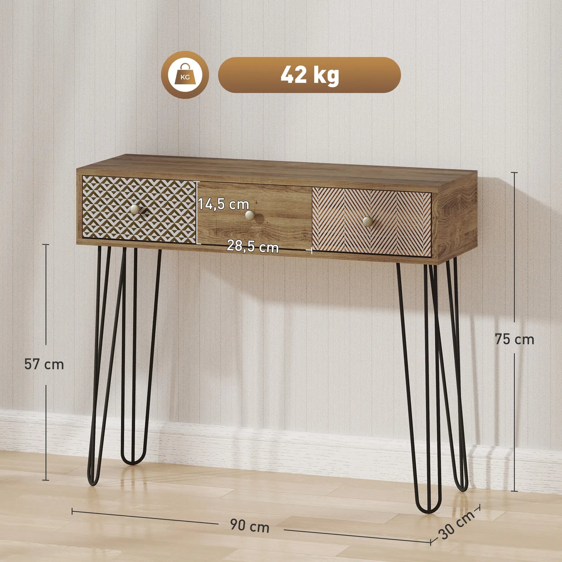 MESA CONSOLA BOHEMIA “NATURAL HARP 3 DRAWERS” image 6