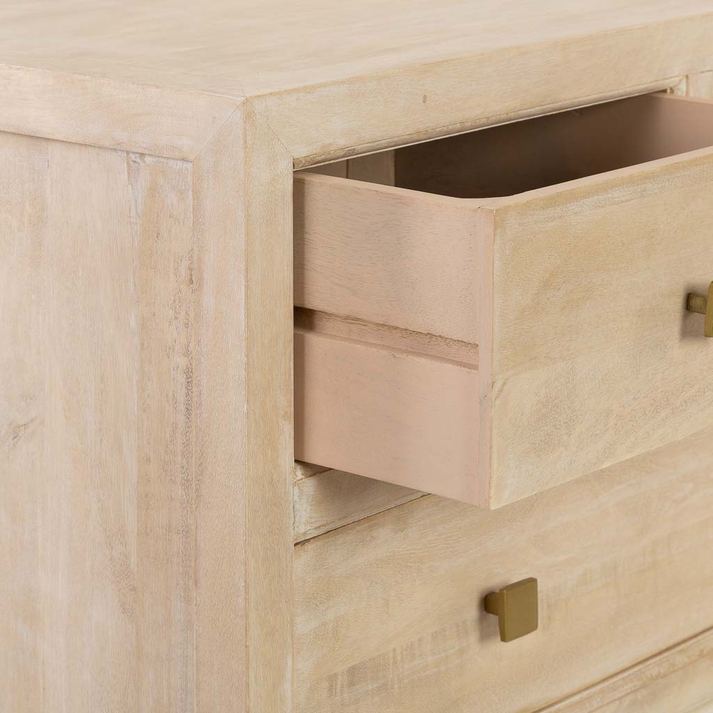 CÓMODA ALMA DE MADERA BLANCA 4 CAJONES image 5