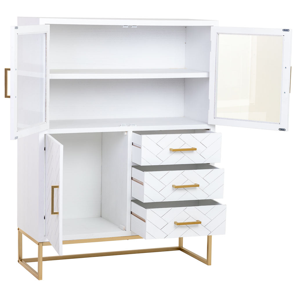 VITRINA MARTA DE MADERA BLANCA 3 PUERTAS Y 3 CAJONES image 1