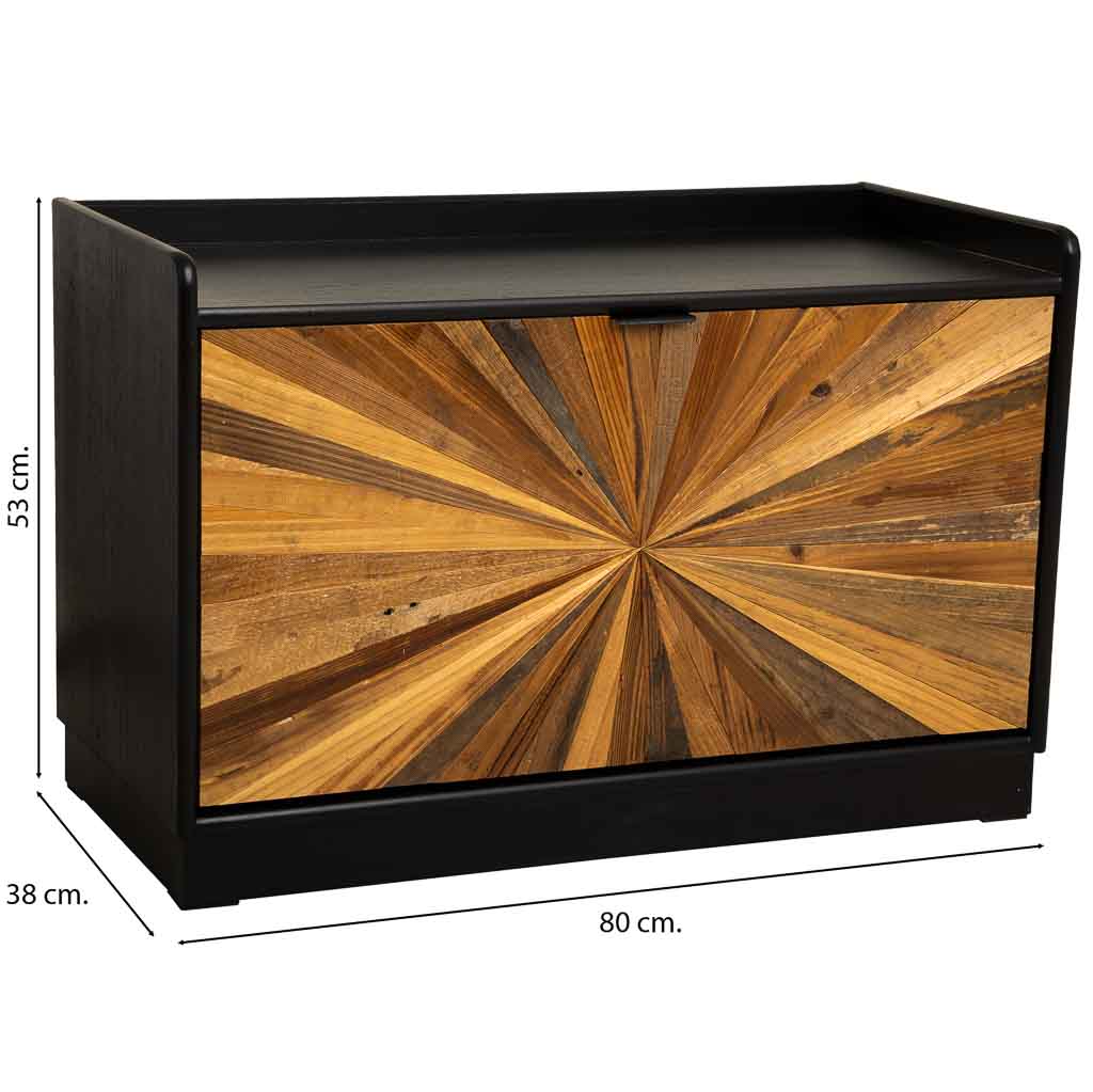 BANCO ZAPATERO TAKI DE MADERA RECUPERADA NEGRA image 3