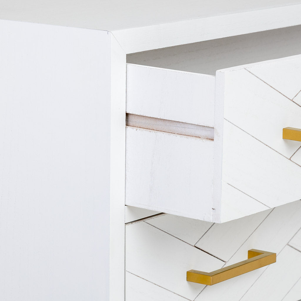 CÓMODA MARTA DE MADERA Y METAL BLANCA 3 CAJONES image 5