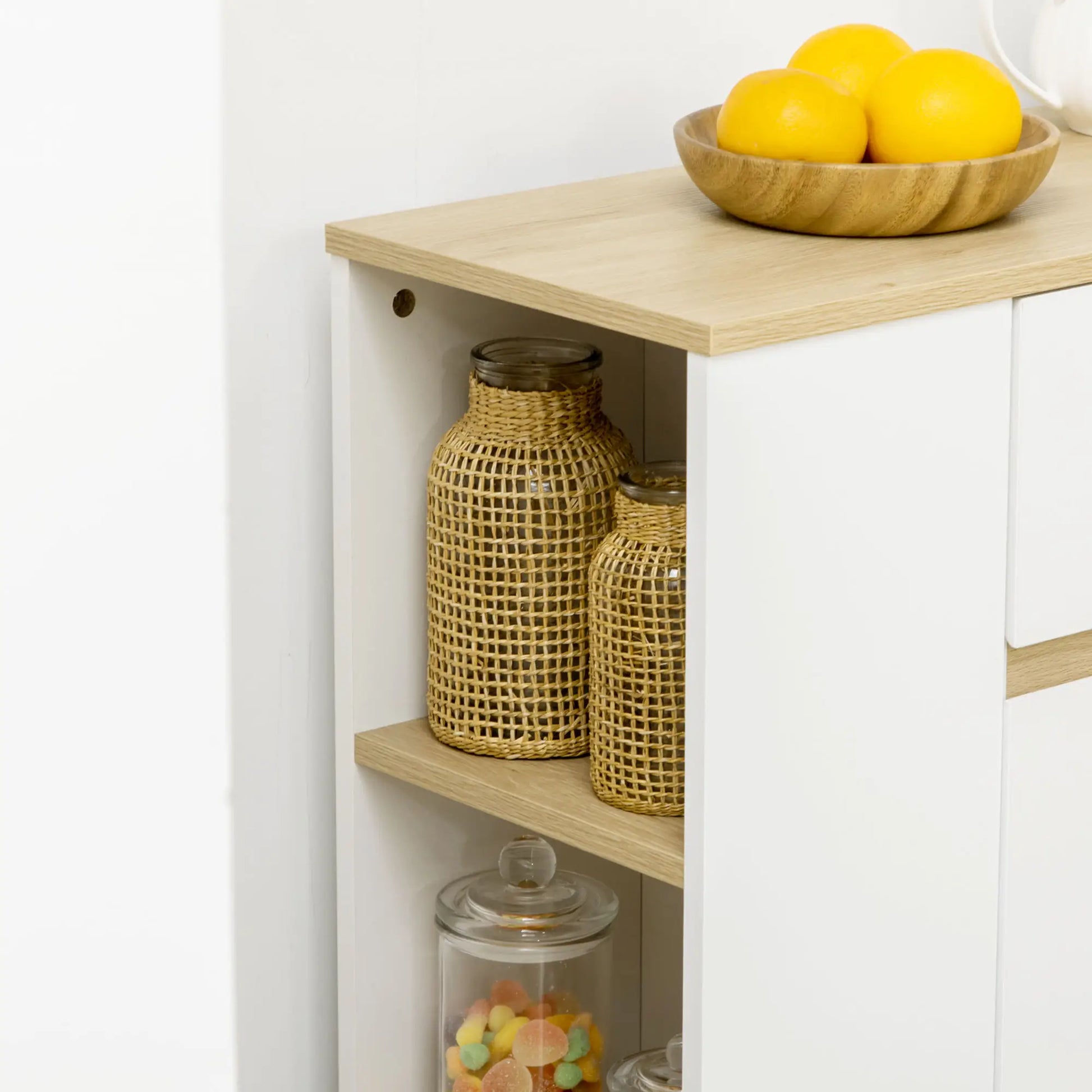 APARADOR DE COCINA BLANCO CON ESTANTES ABIERTOS Y CAJÓN – MODELO SIERRA image 7