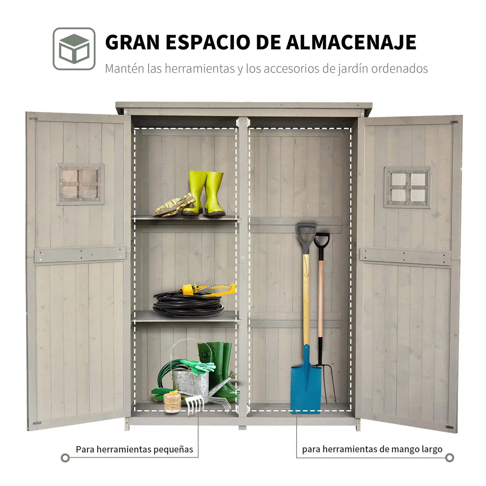 ARMARIO DE MADERA PARA EXTERIOR GRIS 127,5×50×164 CM image 1