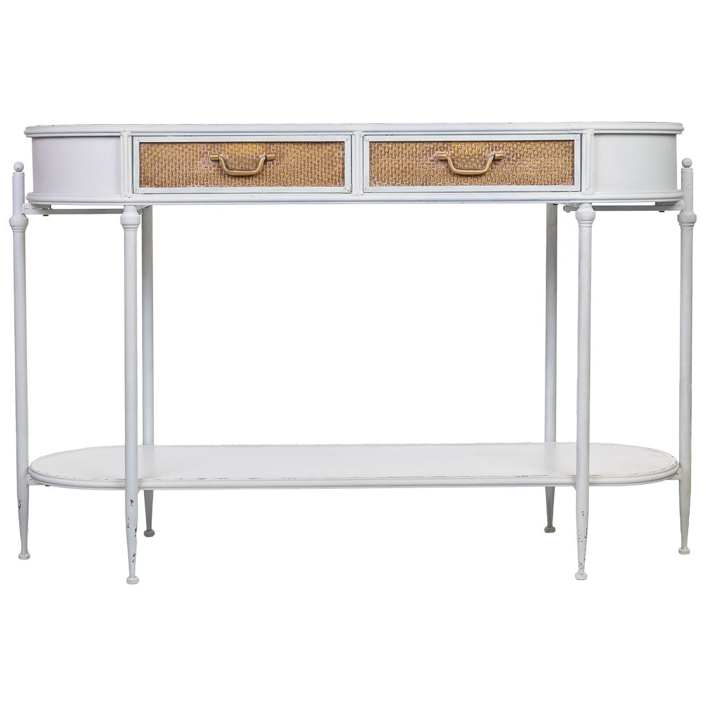 KIT RECIBIDOR ALKA DE METAL BLANCO ENVEJECIDO 2 CAJONES + 1 BALDA image 2