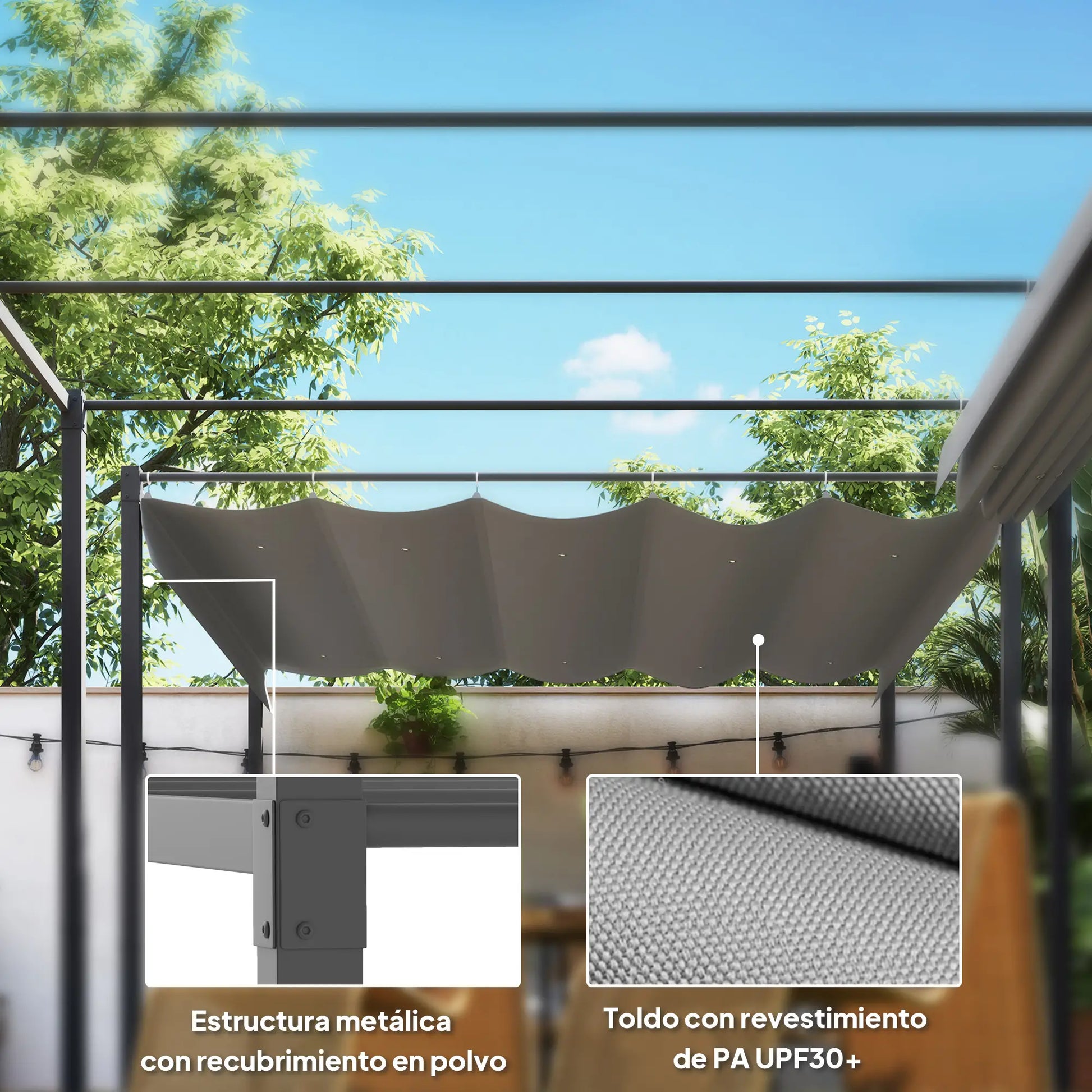 PÉRGOLA DE JARDÍN SOMBRAFIX 3X3 CON TECHO RETRÁCTIL Y CIERRE MAGNÉTICO image 3
