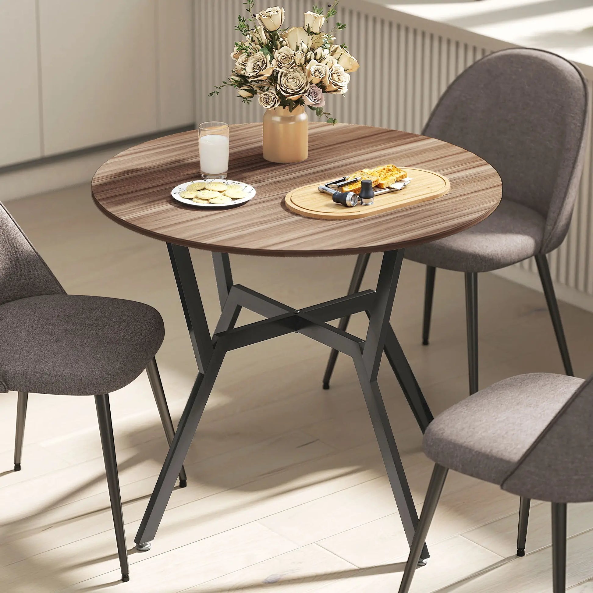 MESA DE COMEDOR REDONDA ESTILO INDUSTRIAL Ø90 CM image 4