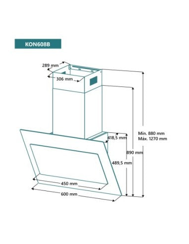 Campana de pared inclinada Johnson 60 cm Cristal Blanco image 1