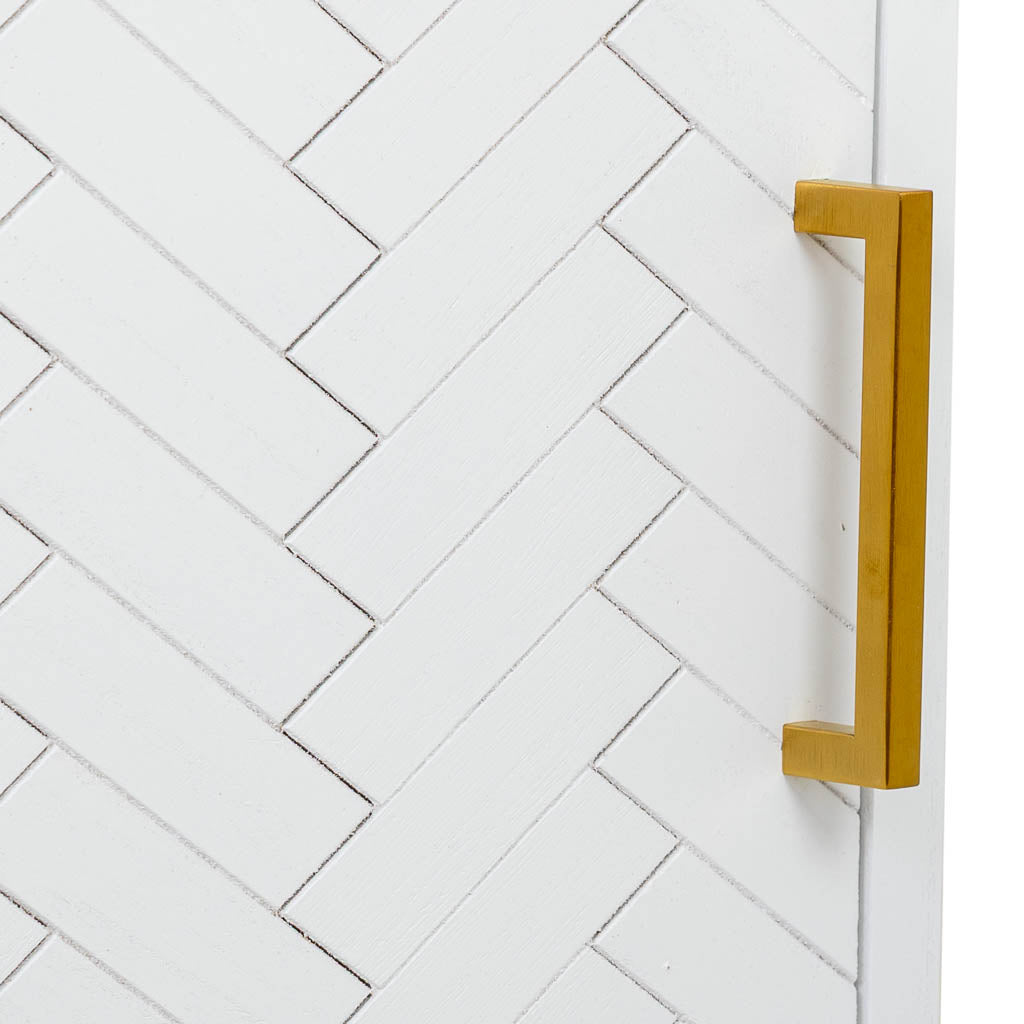 MESITA DE NOCHE MARTA BLANCA DE MADERA Y METAL CON 1 PUERTA image 3