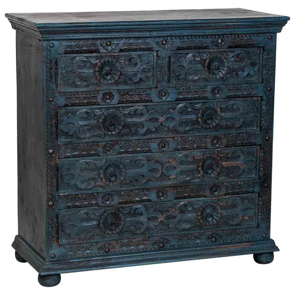 CÓMODA DALIAN BLUE VINTAGE ARTESANAL image 0