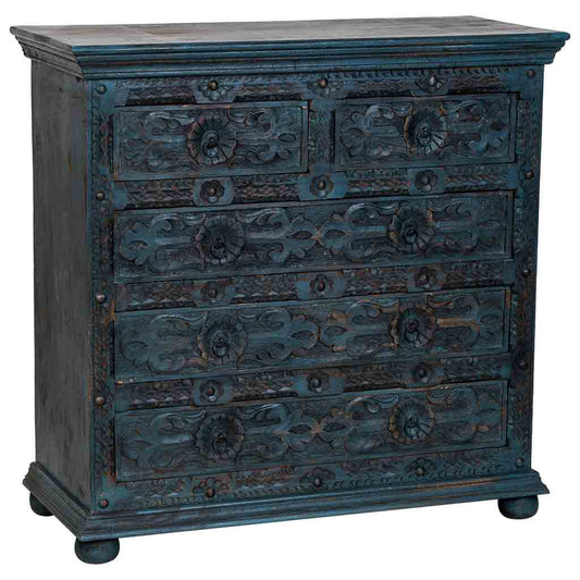 CÓMODA DALIAN BLUE VINTAGE ARTESANAL image 0