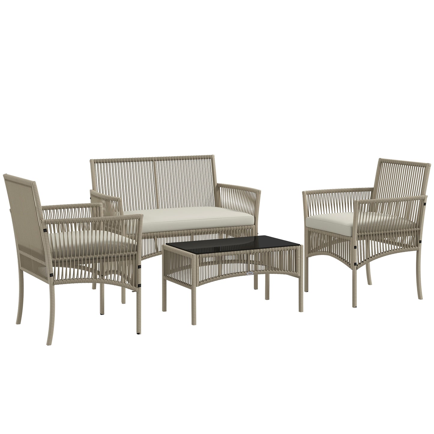 CONJUNTO DE MUEBLES DE TERRAZA DE RATÁN 4 PIEZAS TERRACONFORT CAQUI image 2