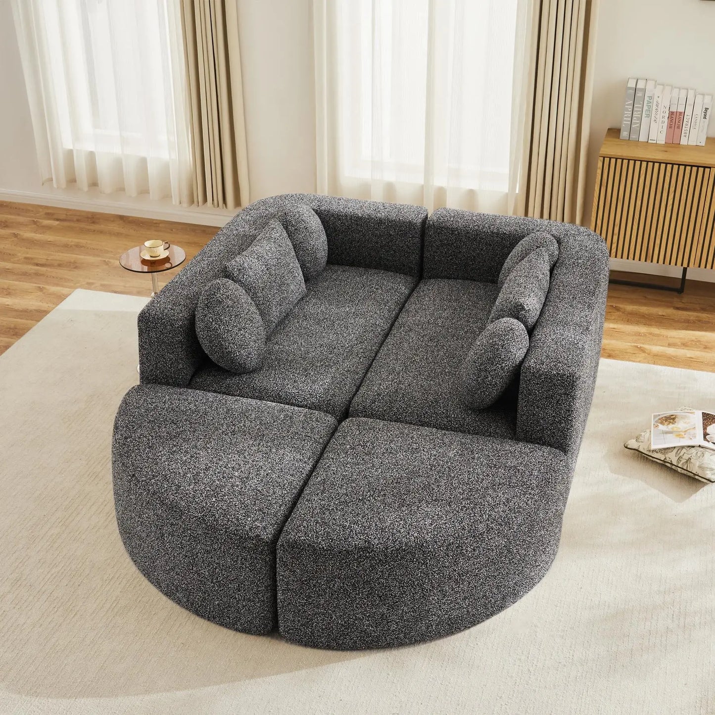 🛋️ SOFÁ CAMA MODULAR “CLOUD” – CHENILLA, ESPUMA DE ALTA ELASTICIDAD Y MUELLES ENSACADOS