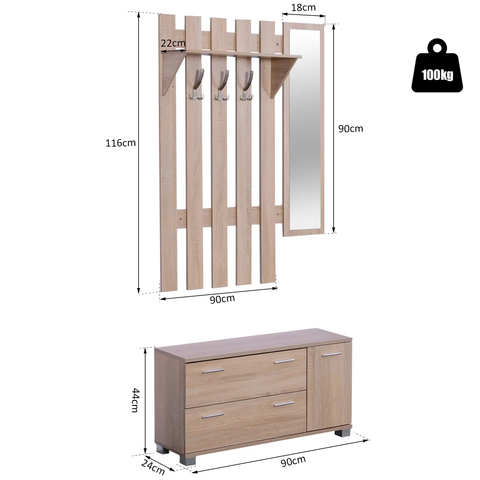 RECIBIDOR ROBLE HOMEWELCOMER 3 EN 1 image 1